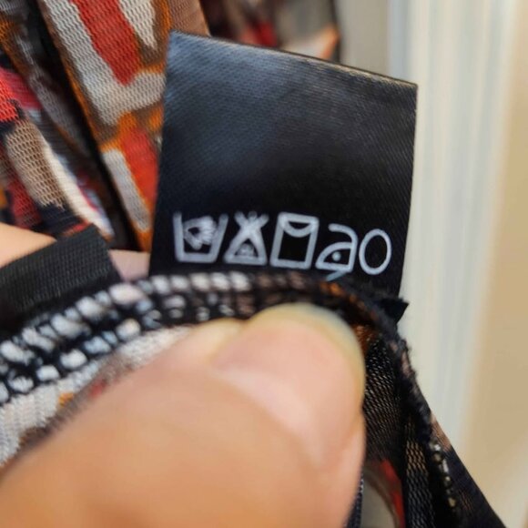 [M] Tango‎ Mango Buttoned Blouse Women's Medium semi-sheer chiffon autumn tones - Picture 7 of 9